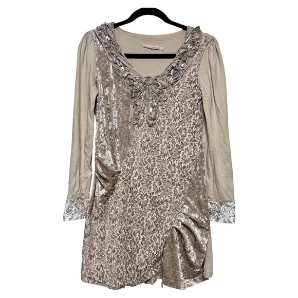 Anthropologie Tops - A'Reve Whimsigoth Velvet Lace Tunic Large Indie Fairy Grunge Granola Girl Earthy